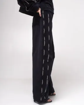 High-waisted embellished corduroy barrel trousers