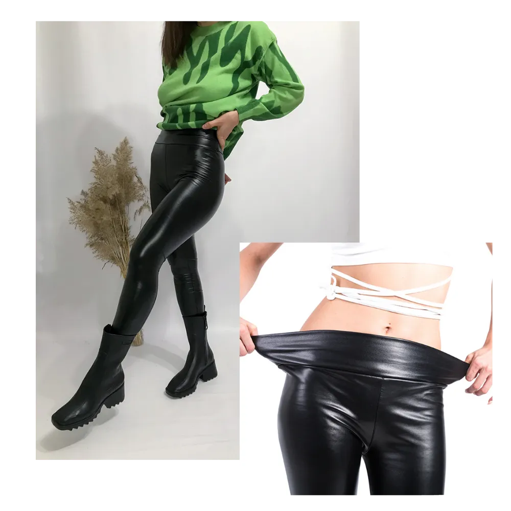 High-waisted Faux Leather Trousers