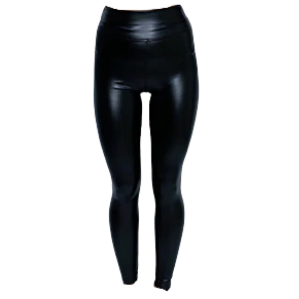 High-waisted Faux Leather Trousers