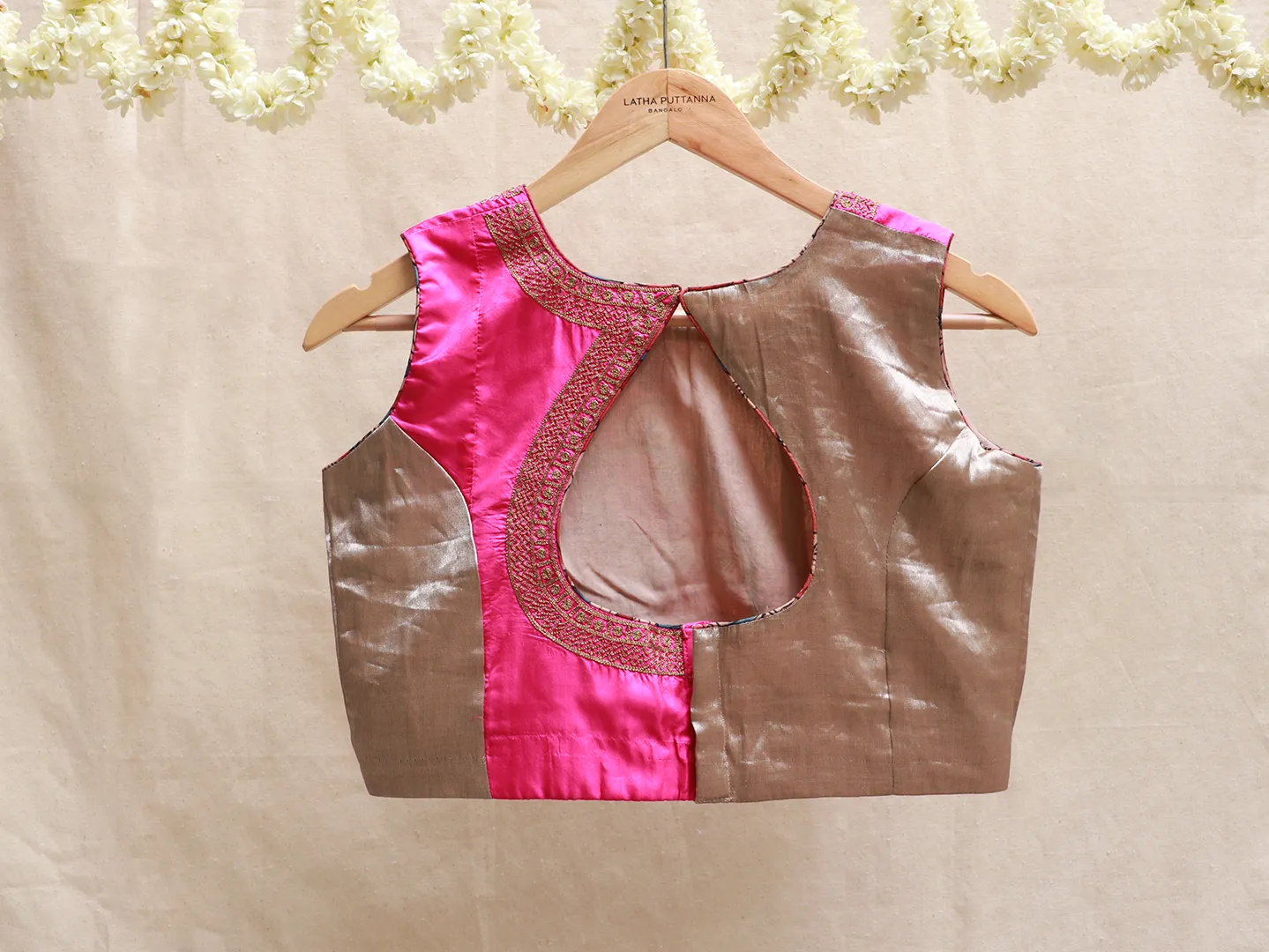 Hot Pink, silk, Kalamkari, Hand embroidery blouse