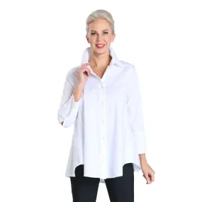 IC Collection High-Low Cotton Blouse in White - 3758B-WT