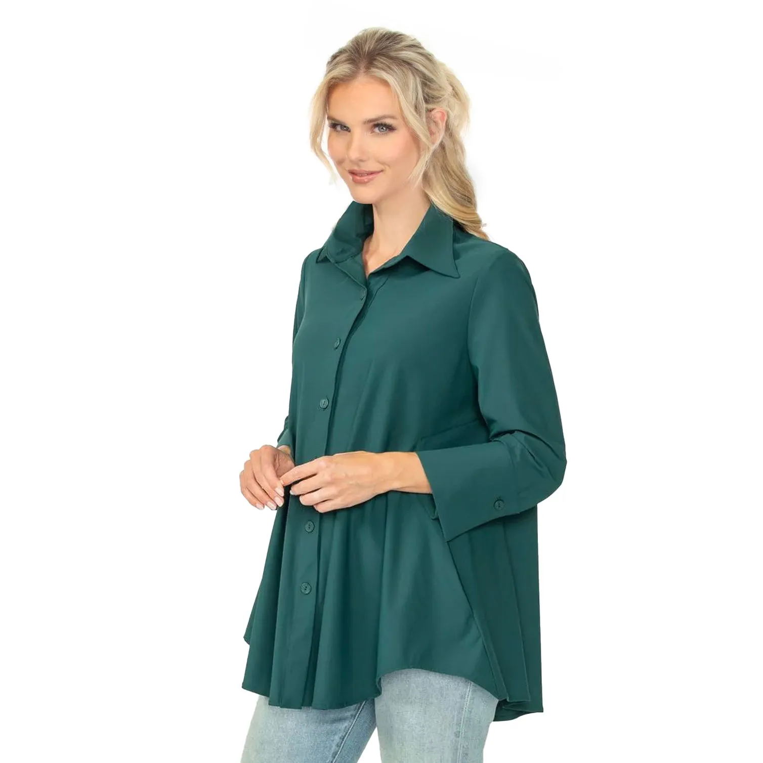 IC Collection High-Low Pocket Blouse Hunter Green - 3778B-HNT