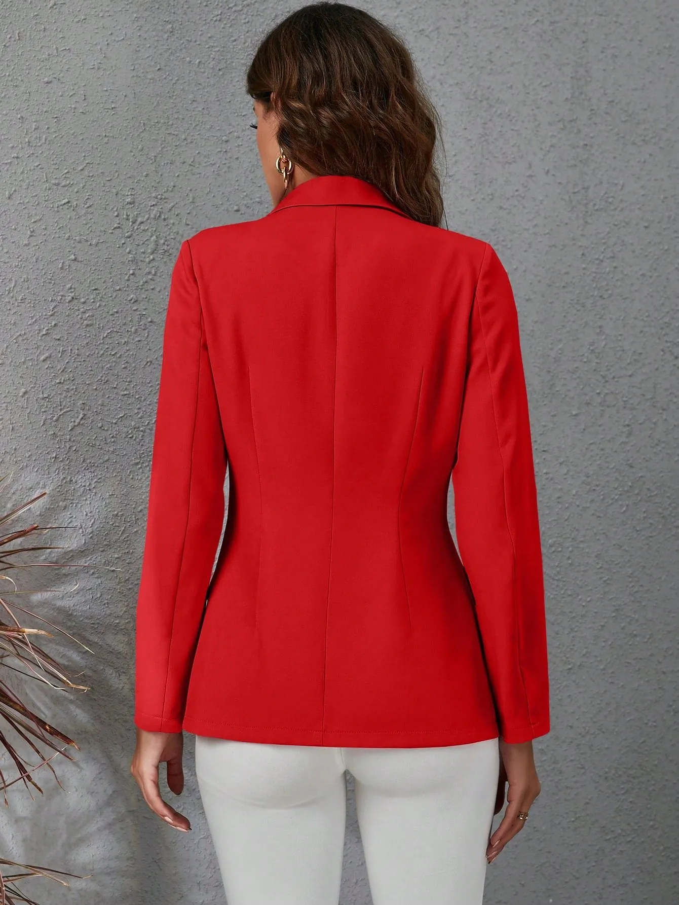 Lapel Neck Flap Detail Double Breasted Blazer