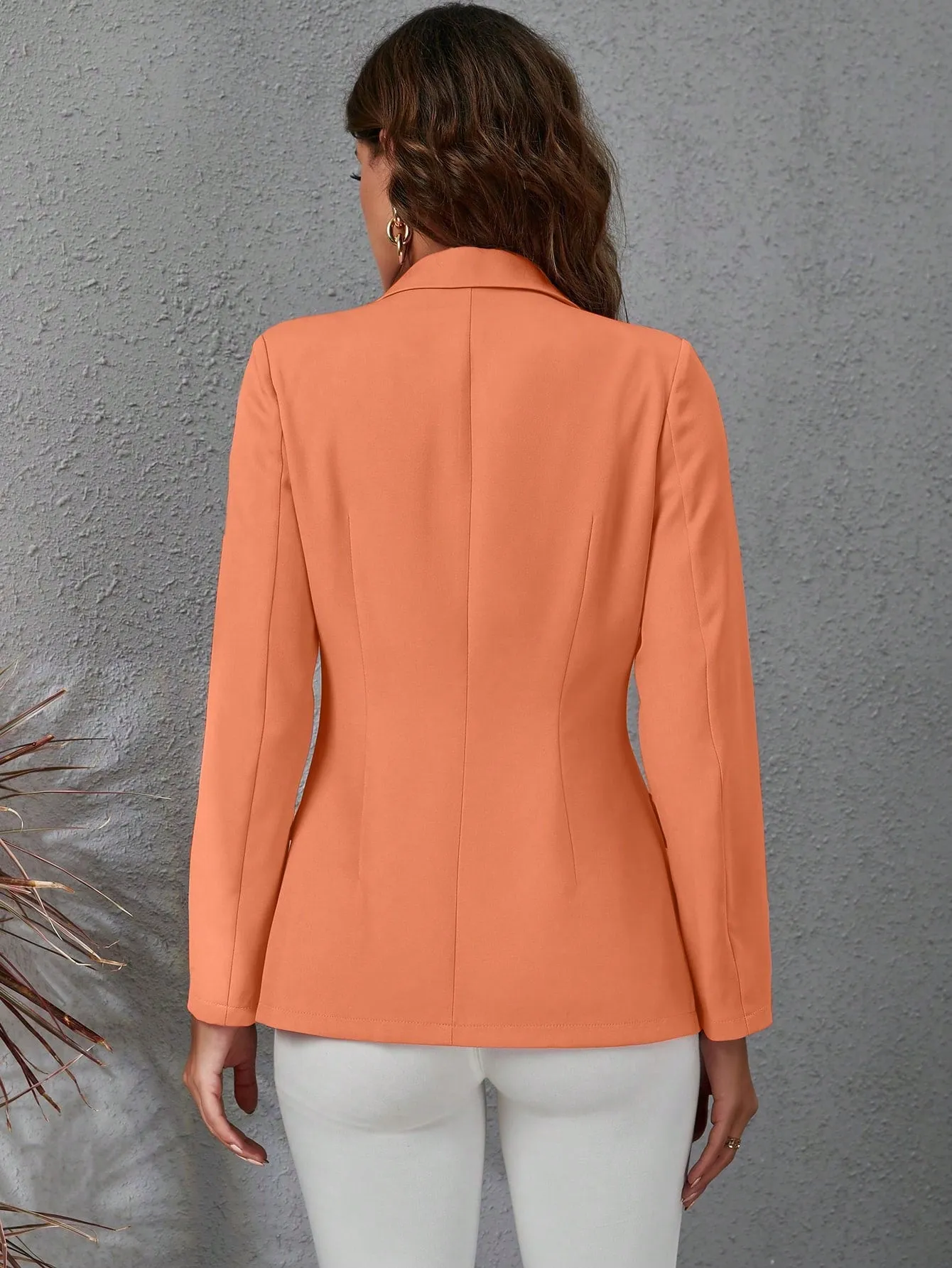 Lapel Neck Flap Detail Double Breasted Blazer