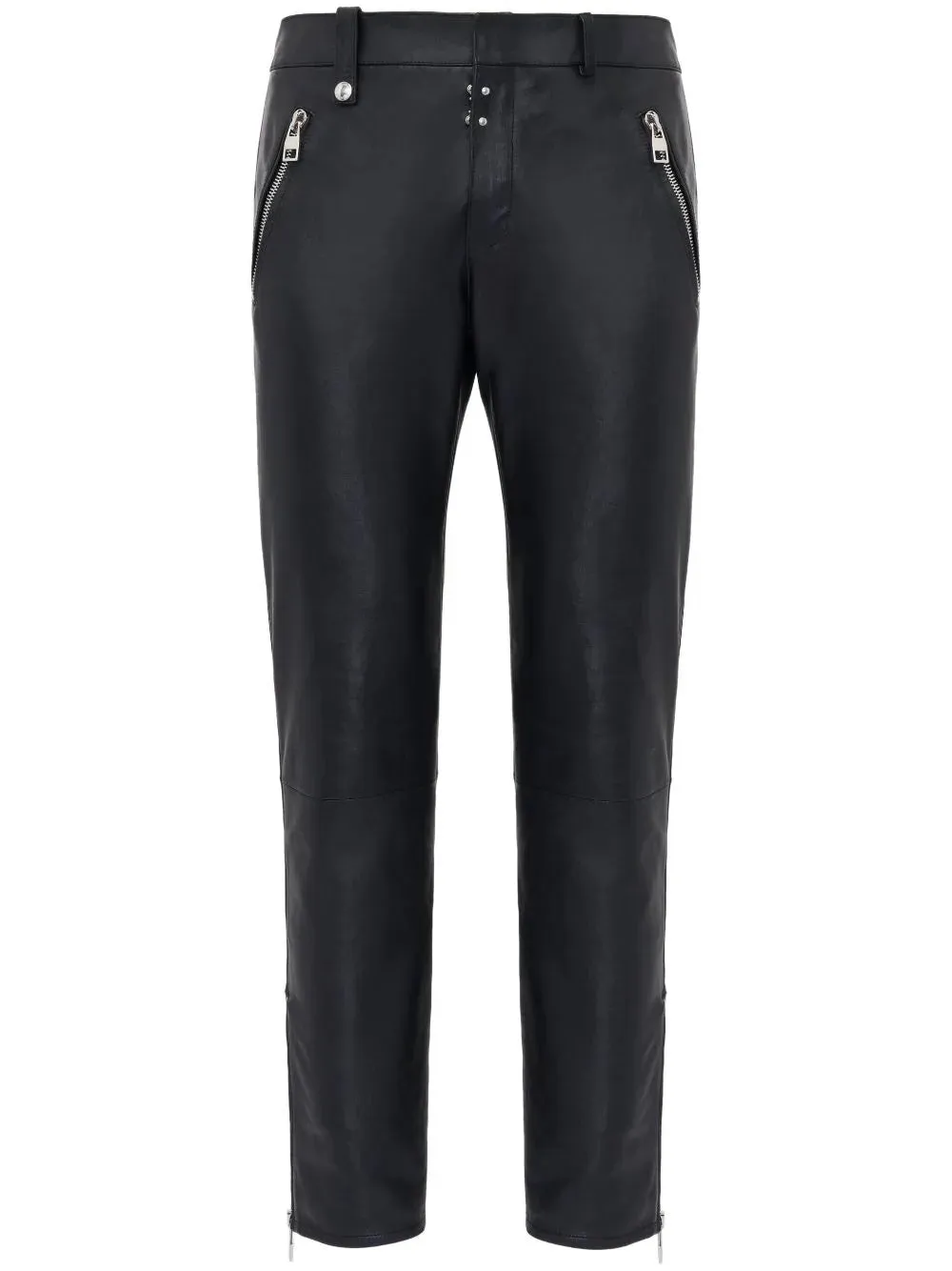 Leather Cropped Slim-Fit Trousers