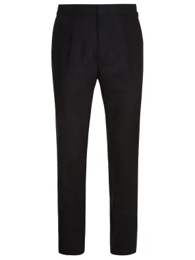 Linen High Waisted Trousers - Black