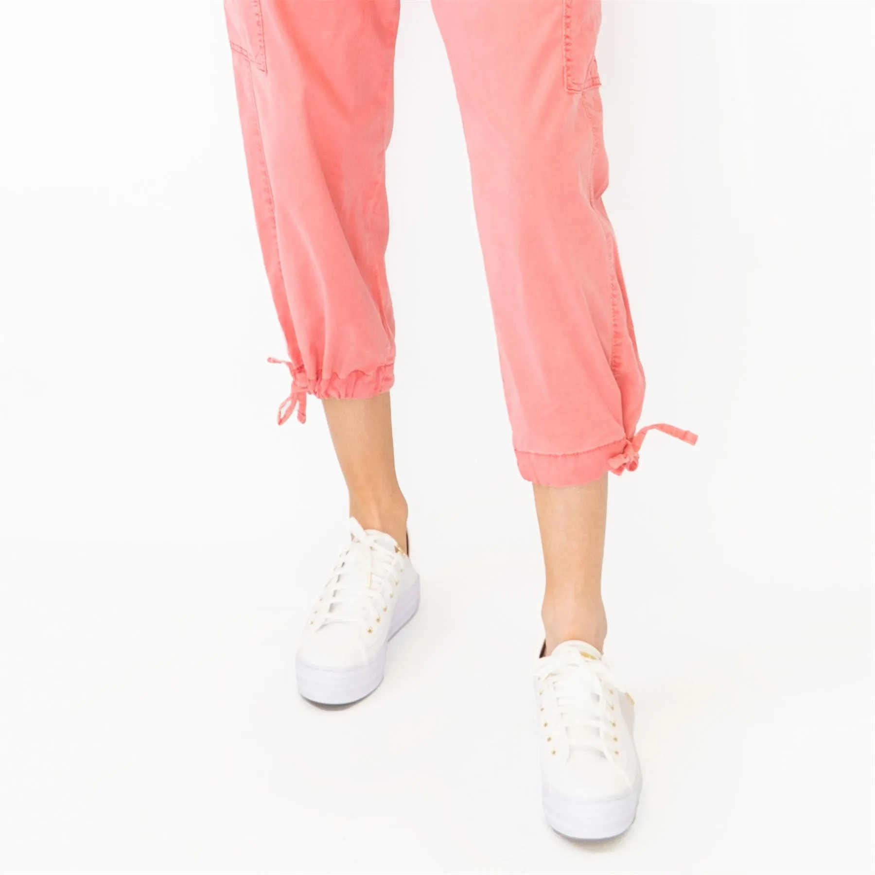 M&S Tencel Rich Pink Cargo Tapered Cropped Trousers