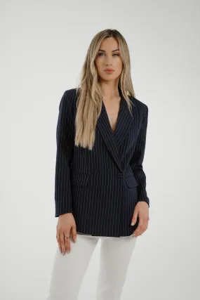 Maria Pinstripe Blazer In Navy