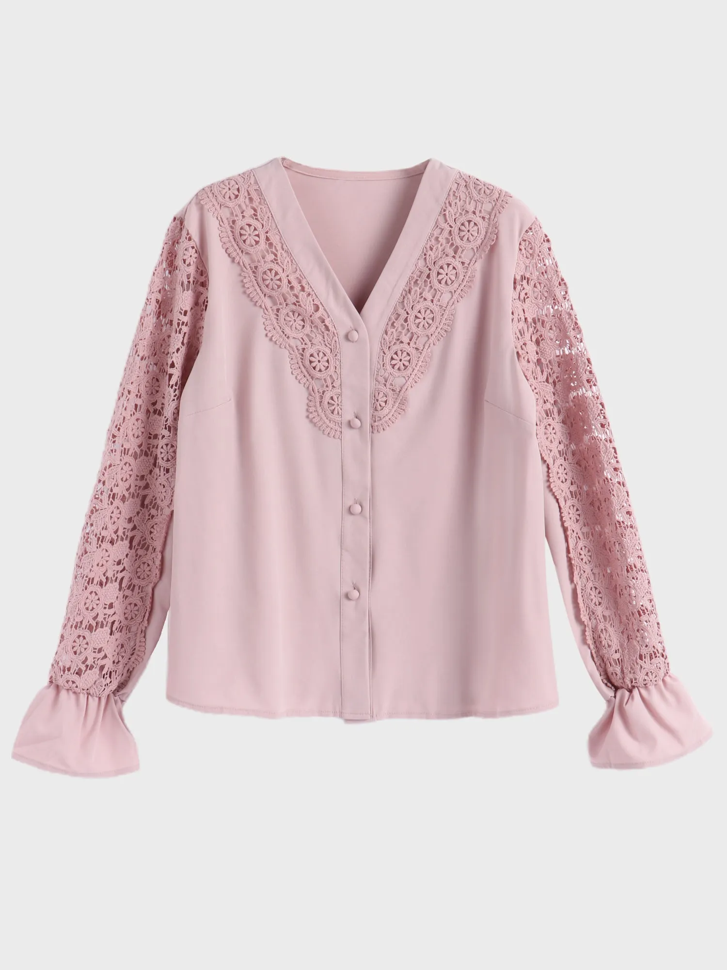 Midsize Lacey V-neck Blouse Shirt