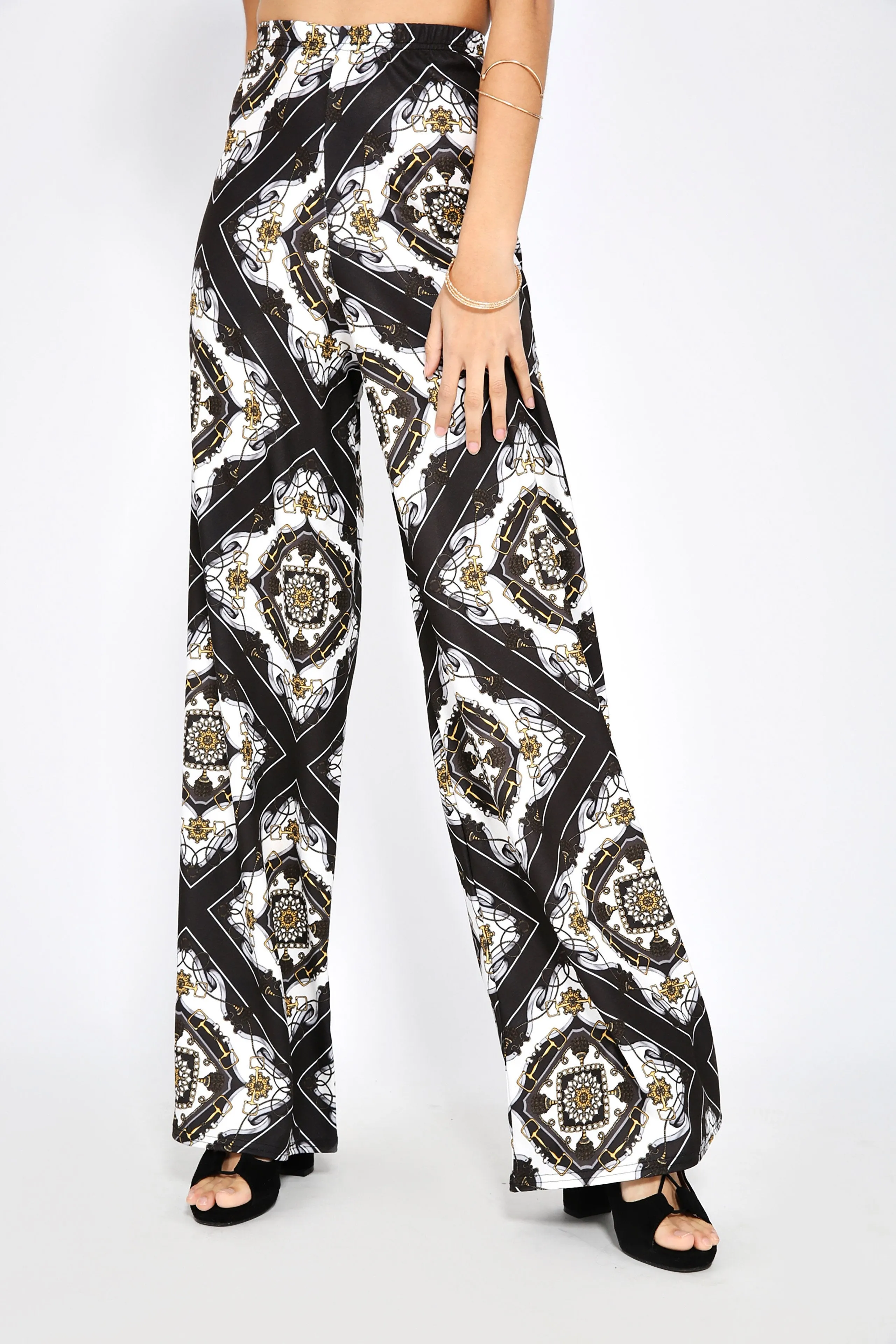 Multi High Waisted Palazzo Trousers