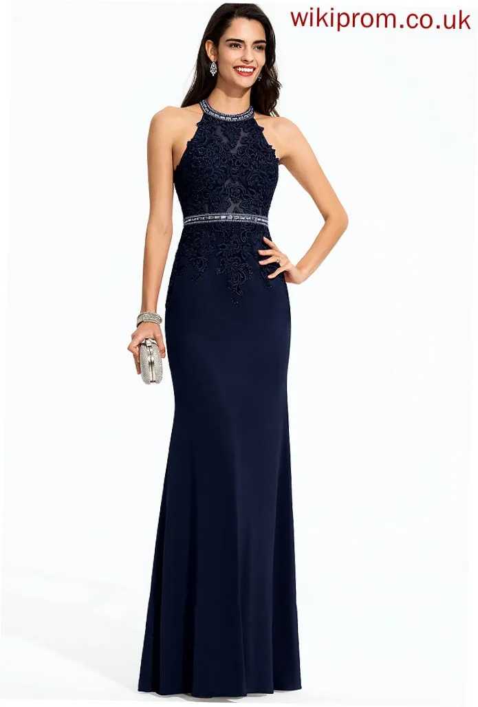 Neck Itzel Scoop Sheath/Column Prom Dresses Floor-Length Beading With Jersey Sequins