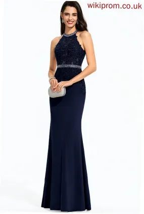 Neck Itzel Scoop Sheath/Column Prom Dresses Floor-Length Beading With Jersey Sequins