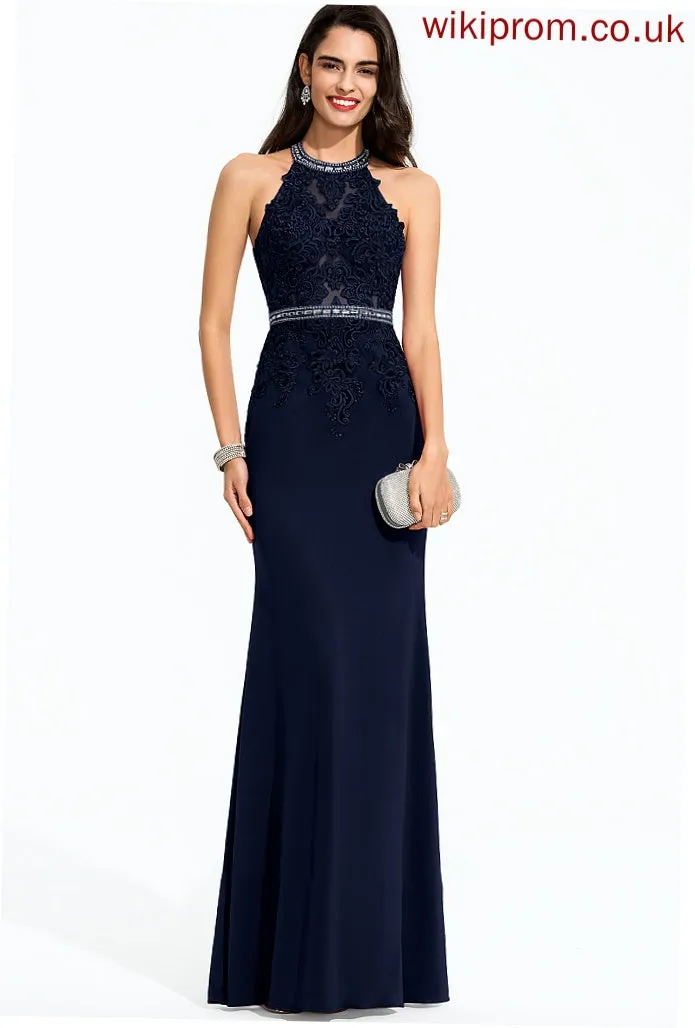 Neck Itzel Scoop Sheath/Column Prom Dresses Floor-Length Beading With Jersey Sequins