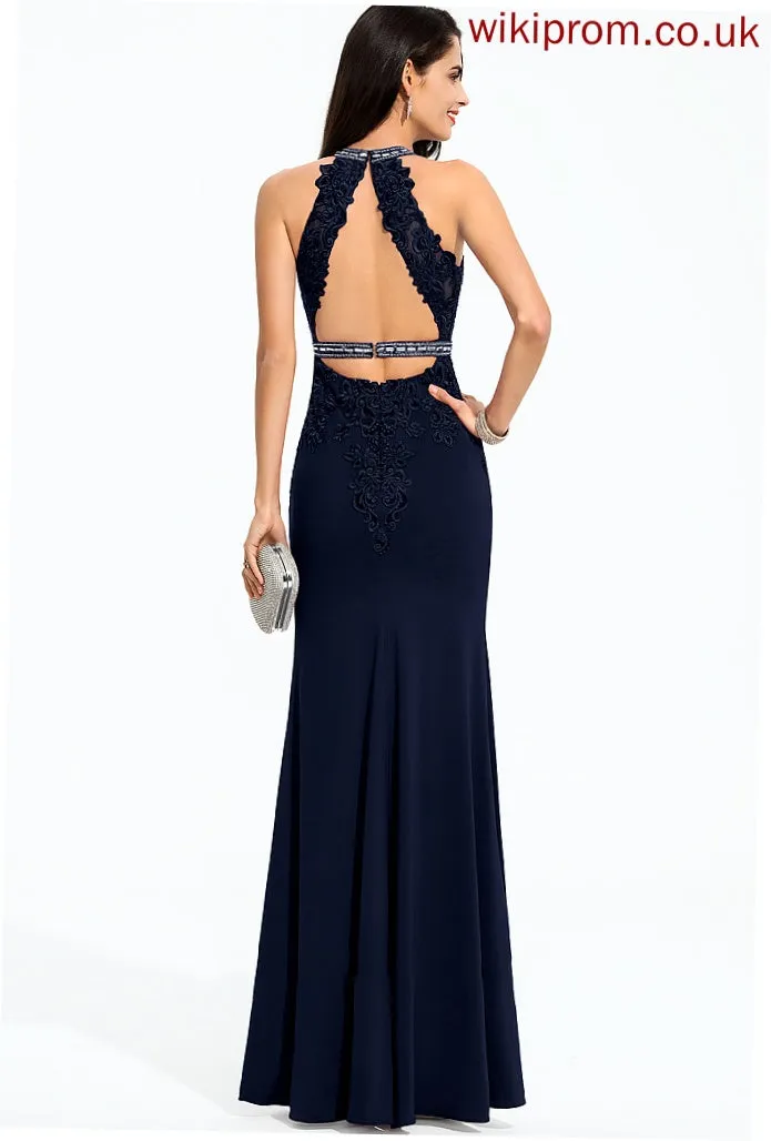 Neck Itzel Scoop Sheath/Column Prom Dresses Floor-Length Beading With Jersey Sequins