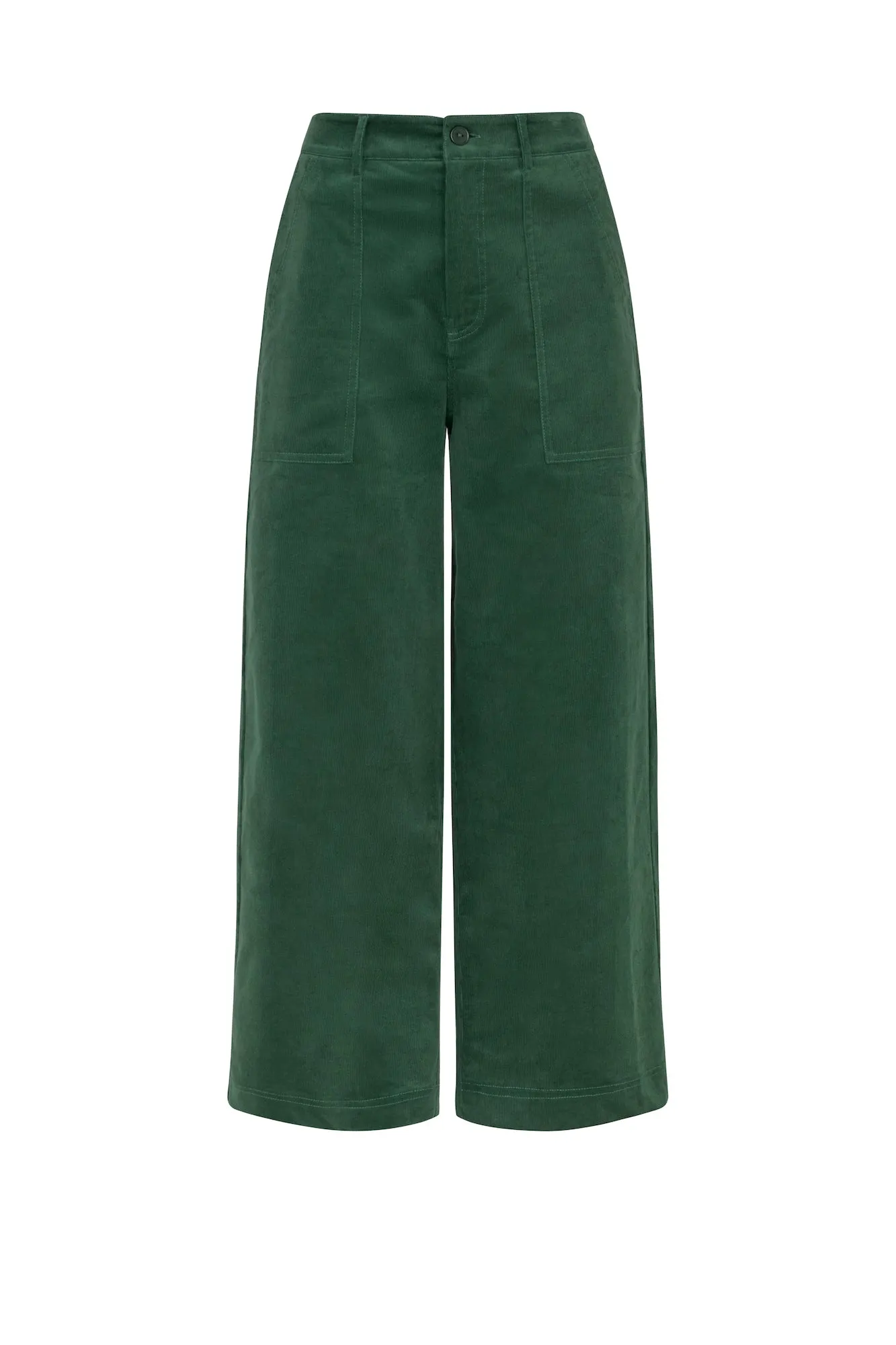 Nora Needlecord Forest Green Trouser Cropped