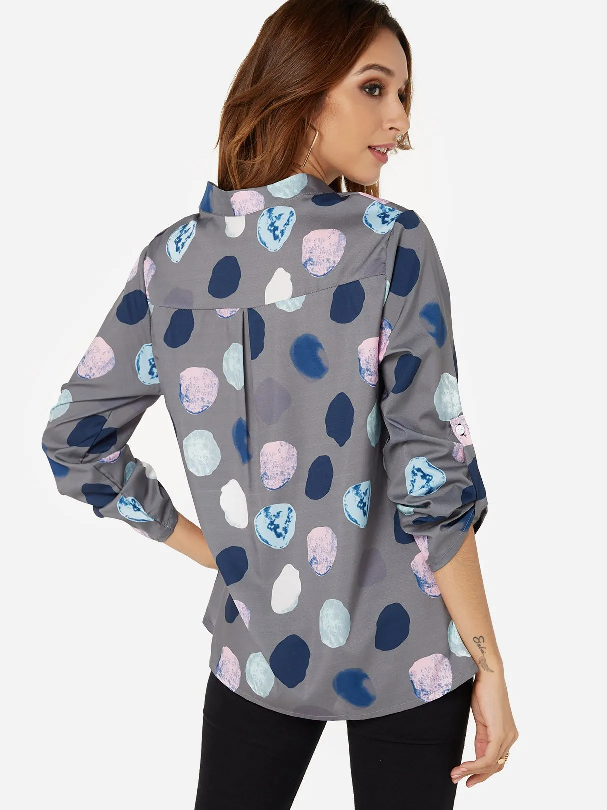 OEM ODM V-Neck Polka Dot 3/4 Sleeve Blouses