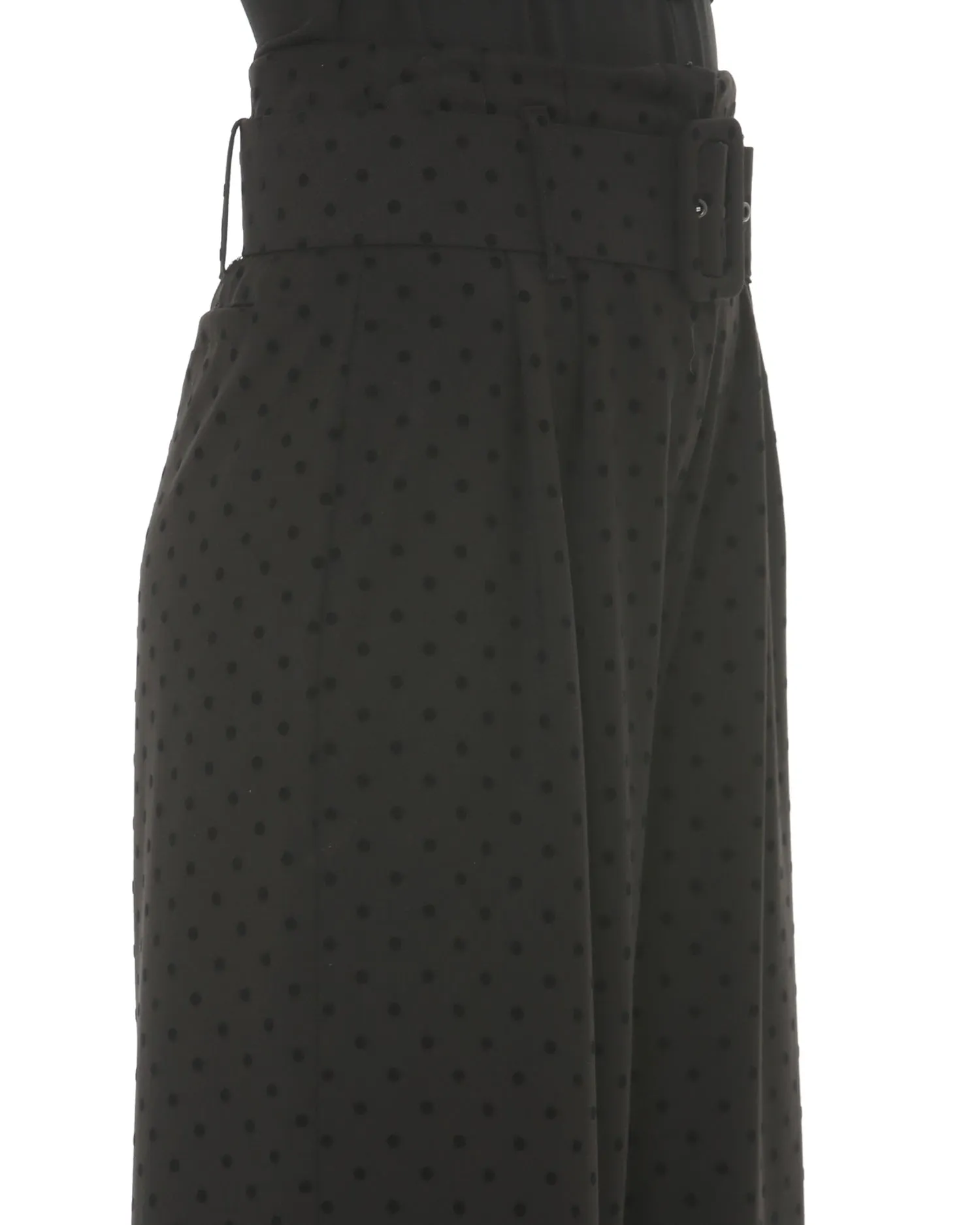 Palazzo trousers with velvet polka dots