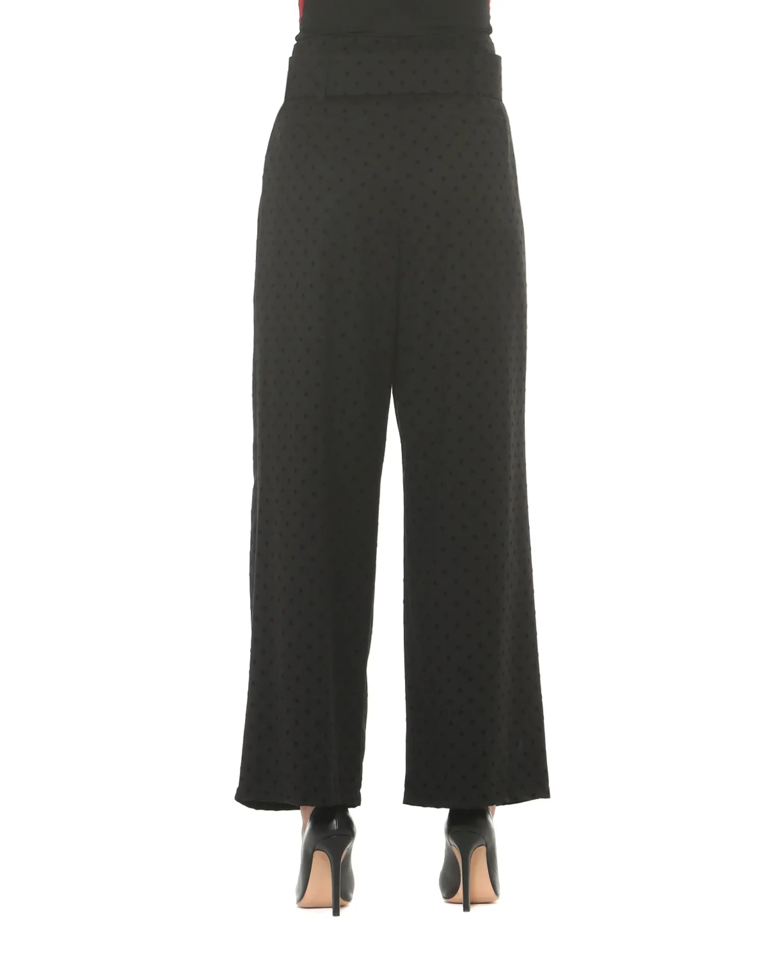 Palazzo trousers with velvet polka dots