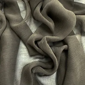 Pale Brown Woven Crinkled Silk Chiffon Fabric