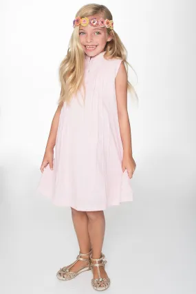 Pink Pin Tuck Detail Shift Dress