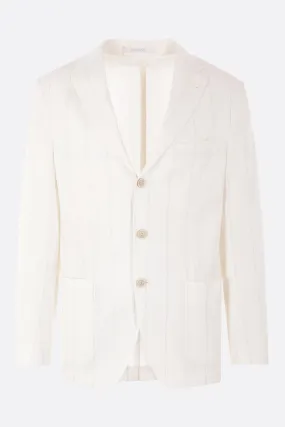 Pinstripe Cotton-Linen Single-Breasted Jacket