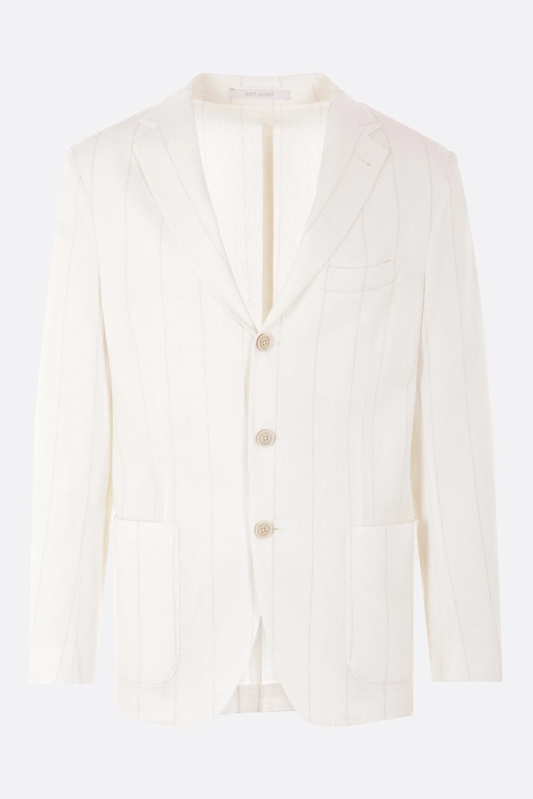 Pinstripe Cotton-Linen Single-Breasted Jacket