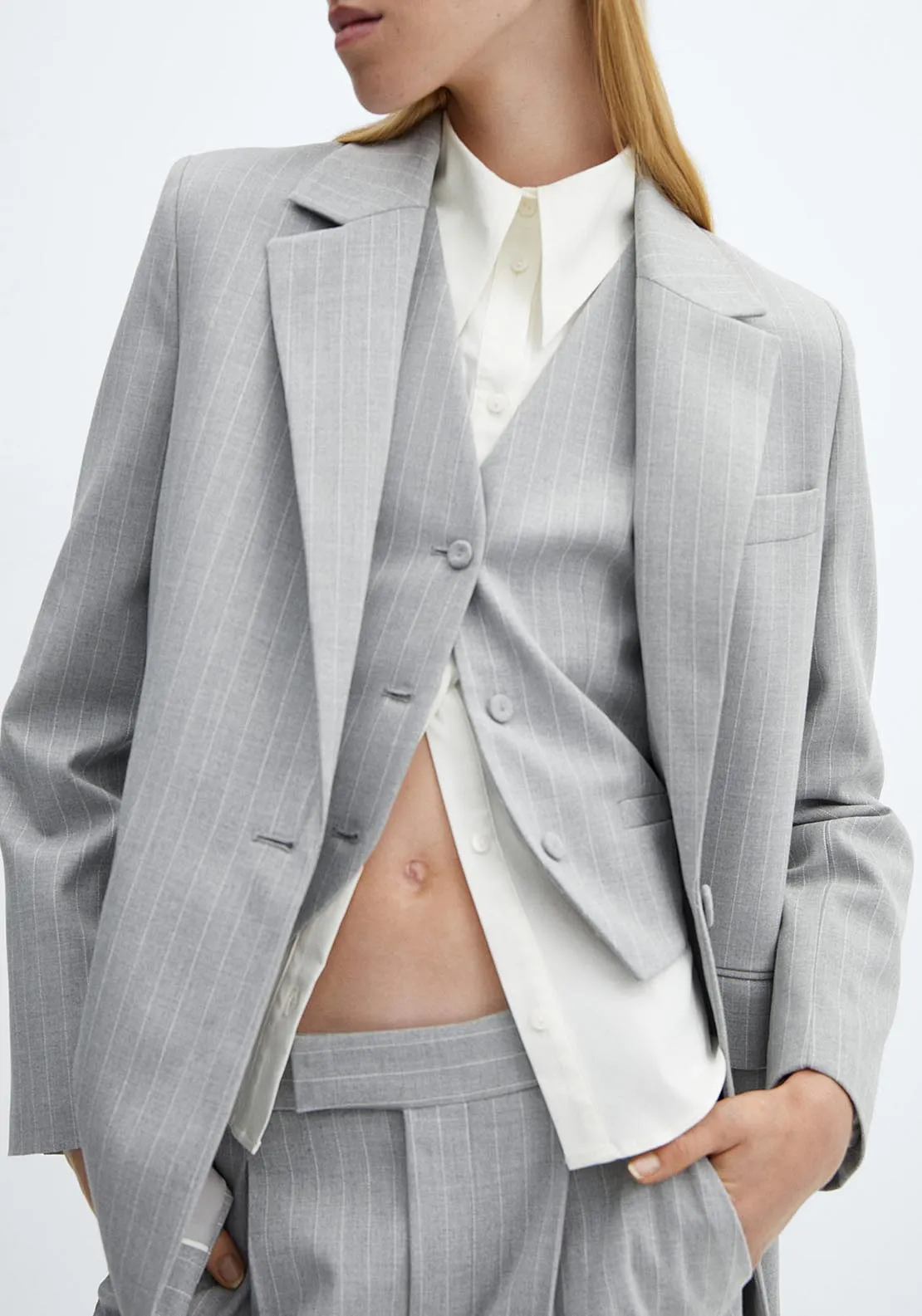 Pinstripe suit blazer