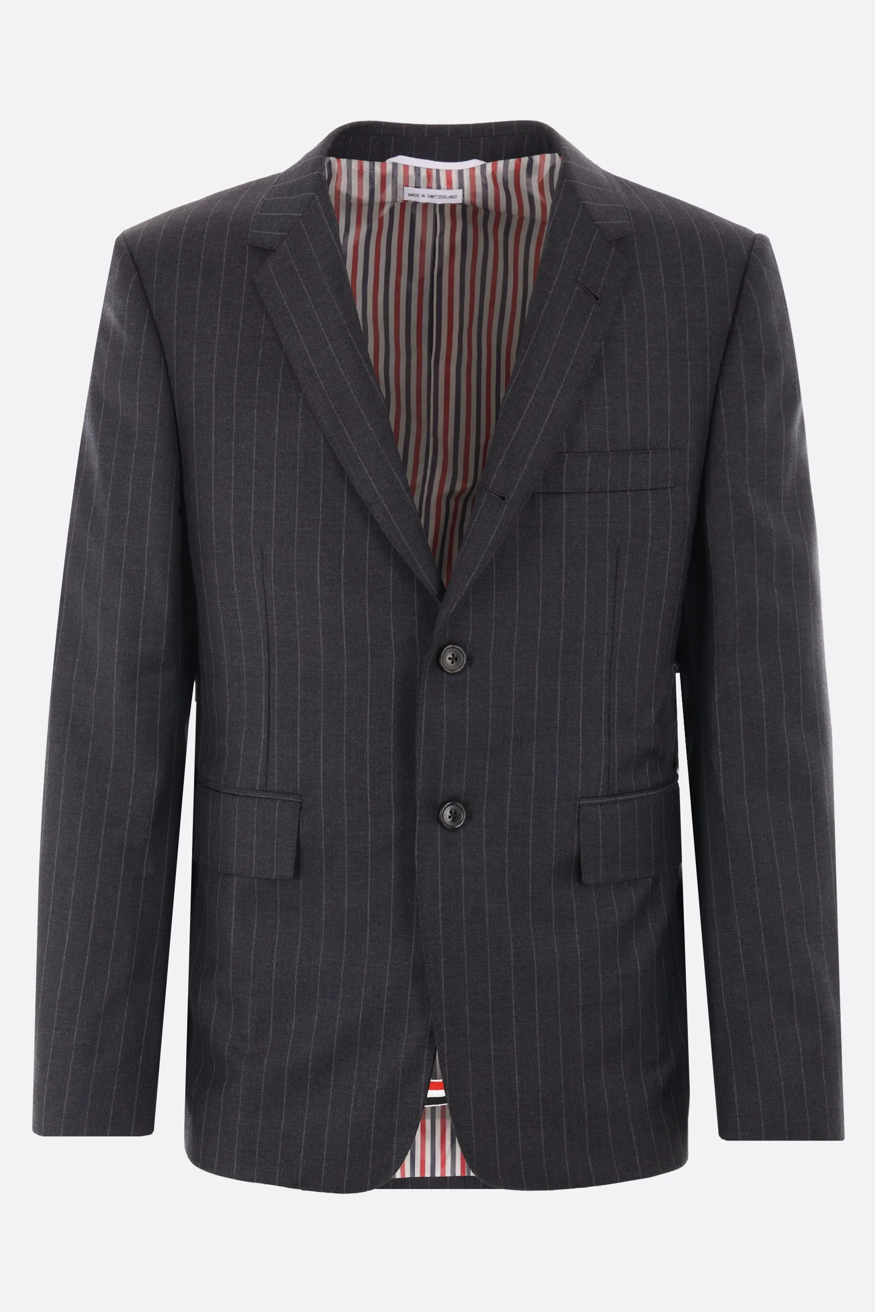 Pinstriped Wool Single-Breasted Jacket