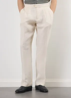 Pleated Tailored Trousers | Linen | Stone