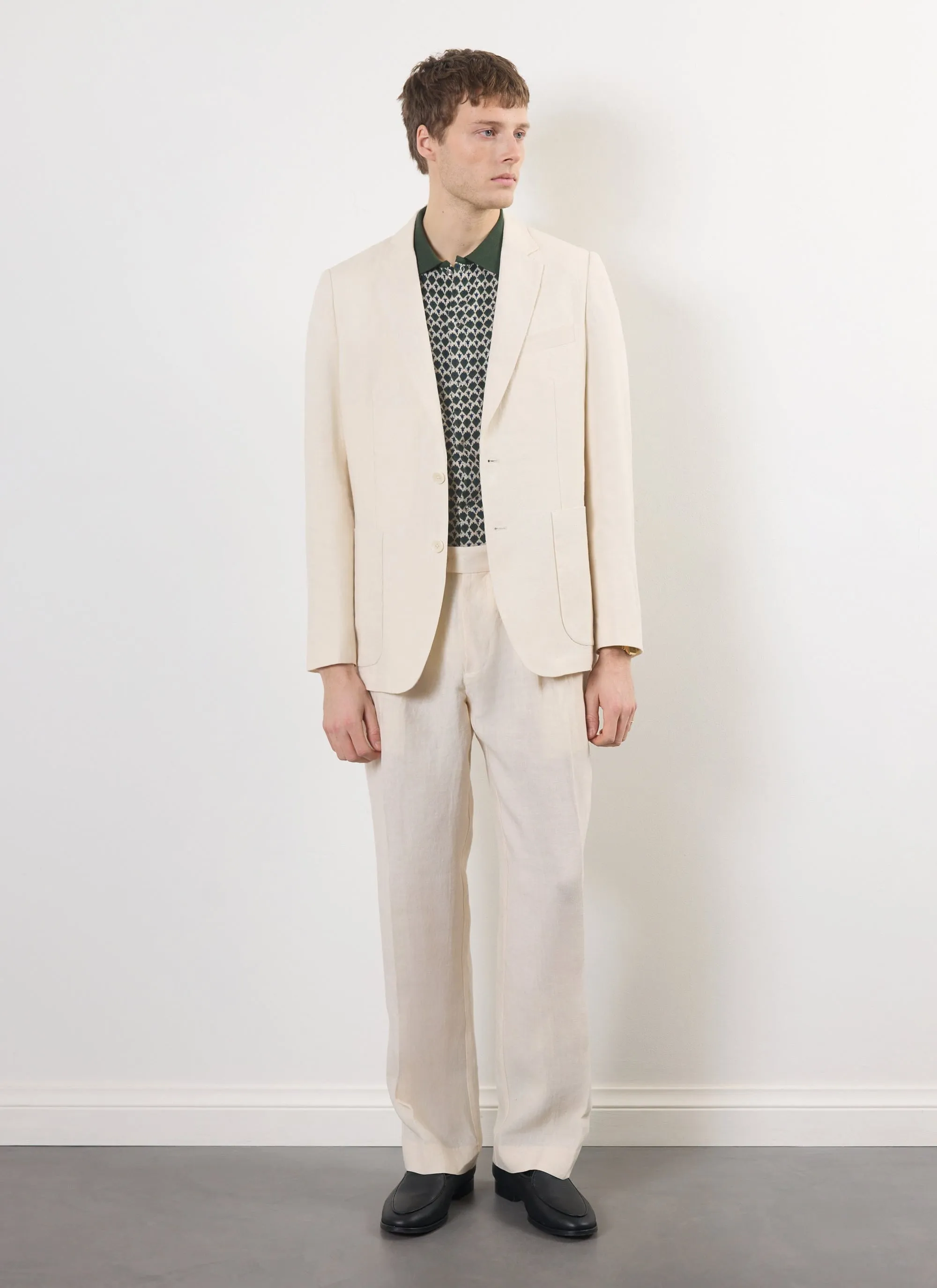 Pleated Tailored Trousers | Linen | Stone