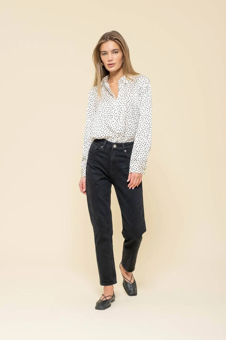 POLKA DOT BUTTON DOWN SHIRT