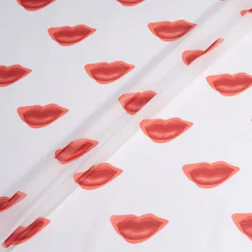 Red Lips Printed Ivory Pure Silk Georgette