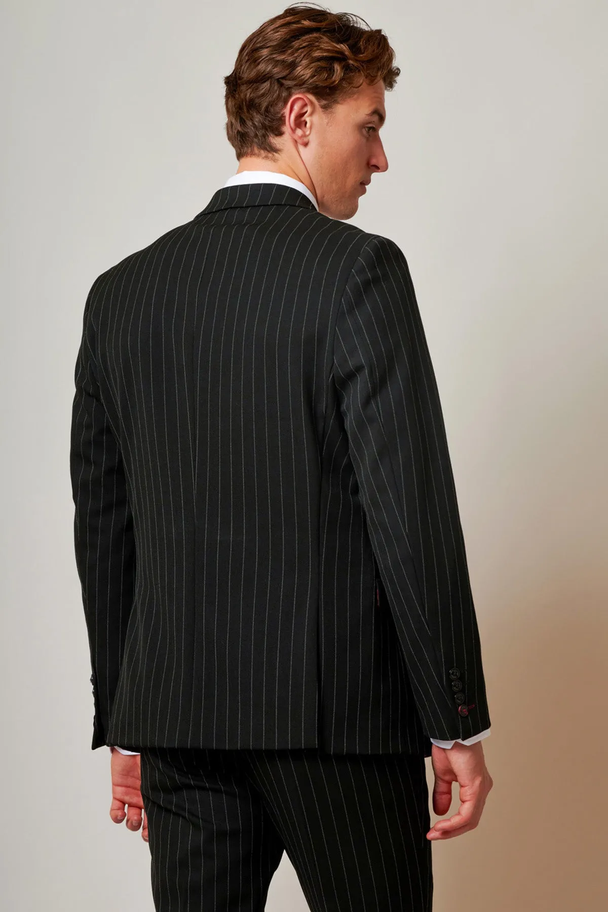 ROCCO - Black Pinstripe Double Breasted Blazer