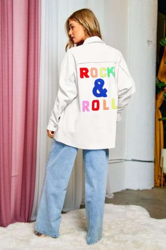 Rock & Roll Applique Fringed Hem Shirt