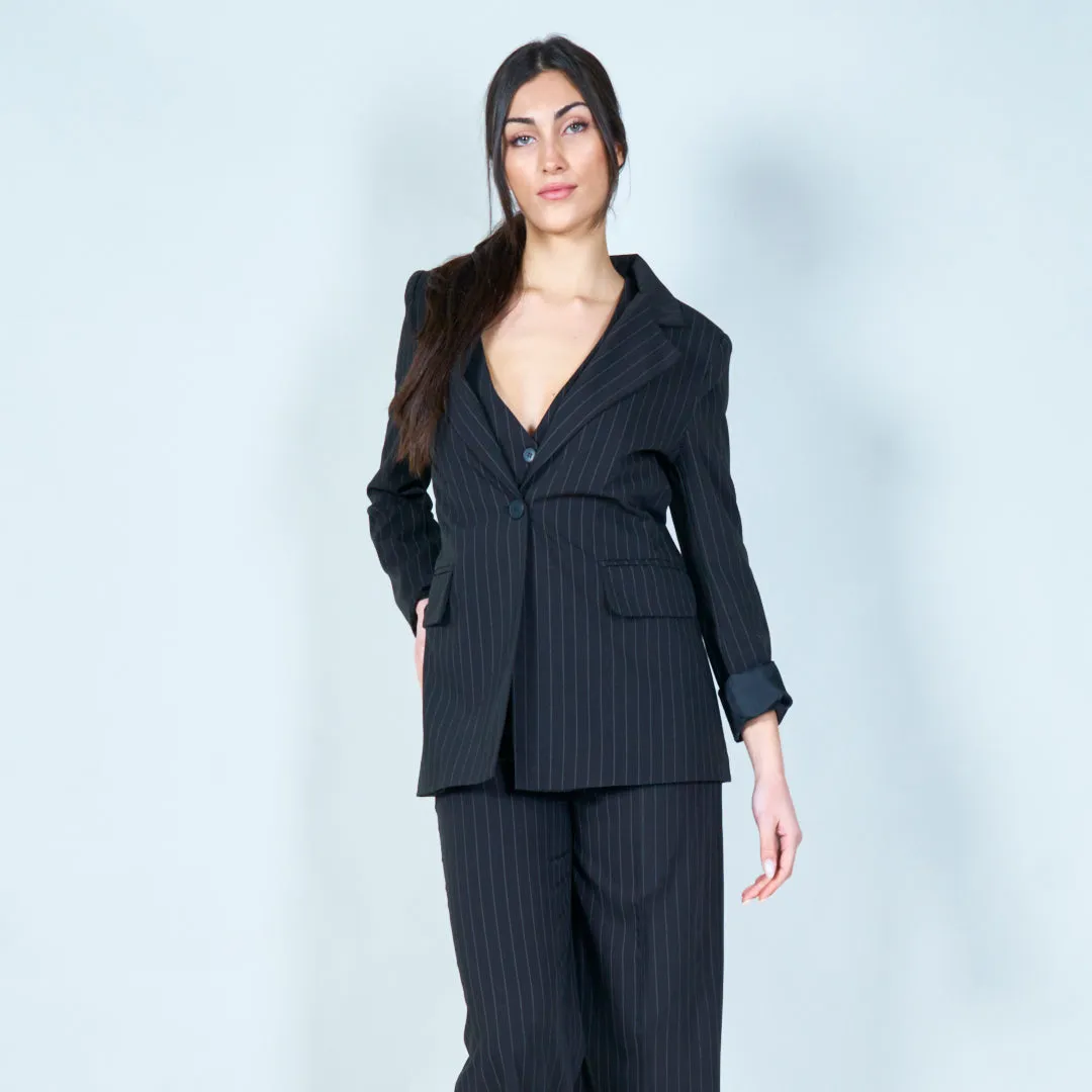 Rolled-sleeve pinstripe blazer wholesale