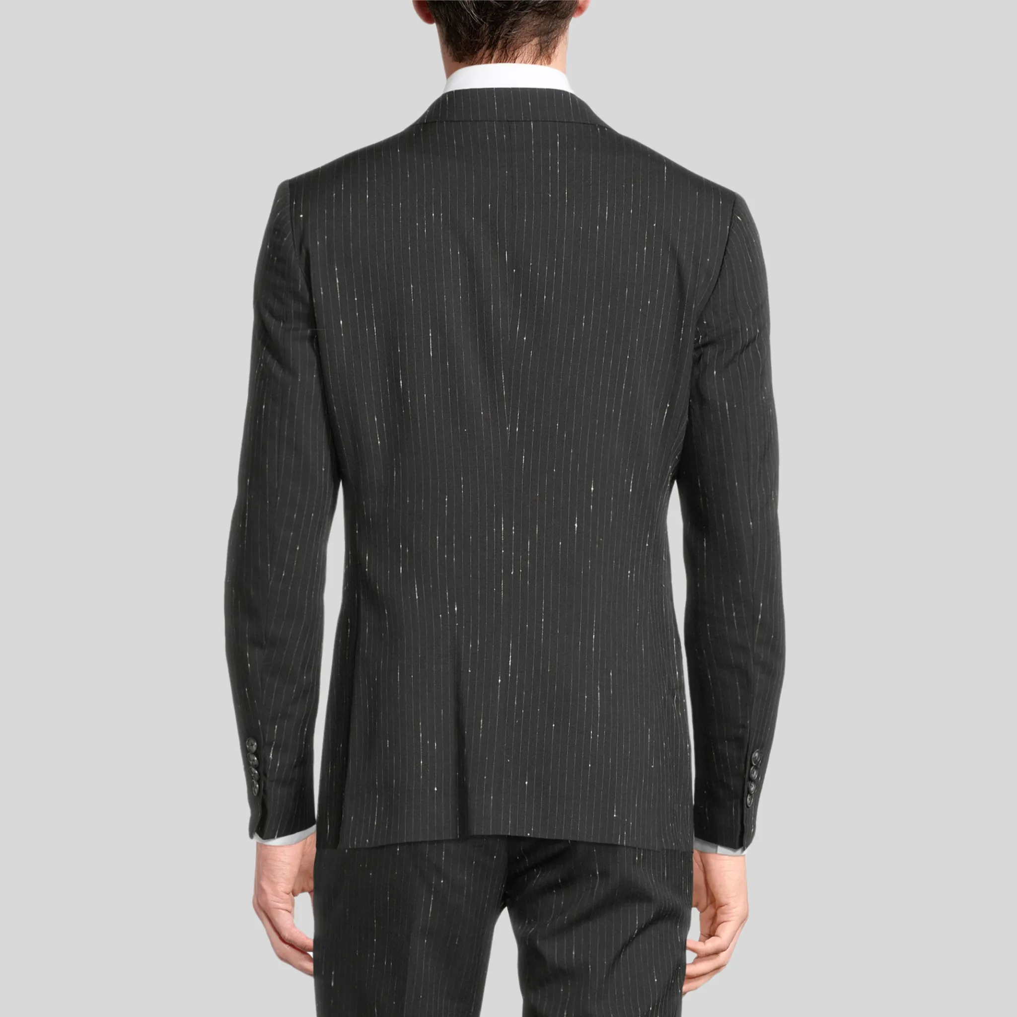 Shooting Star Pinstripe Peaked Jacket - Black