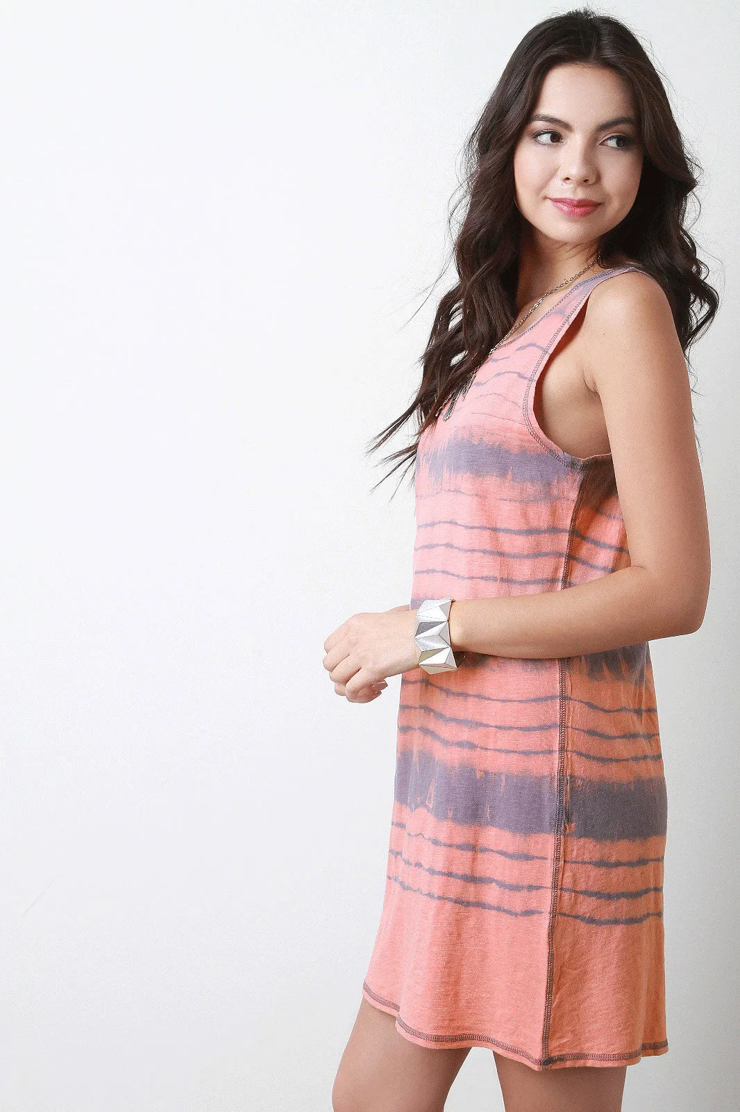 Sleeveless Tie-Dye Shift Dress