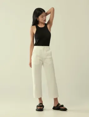 straight-cut high waisted trousers