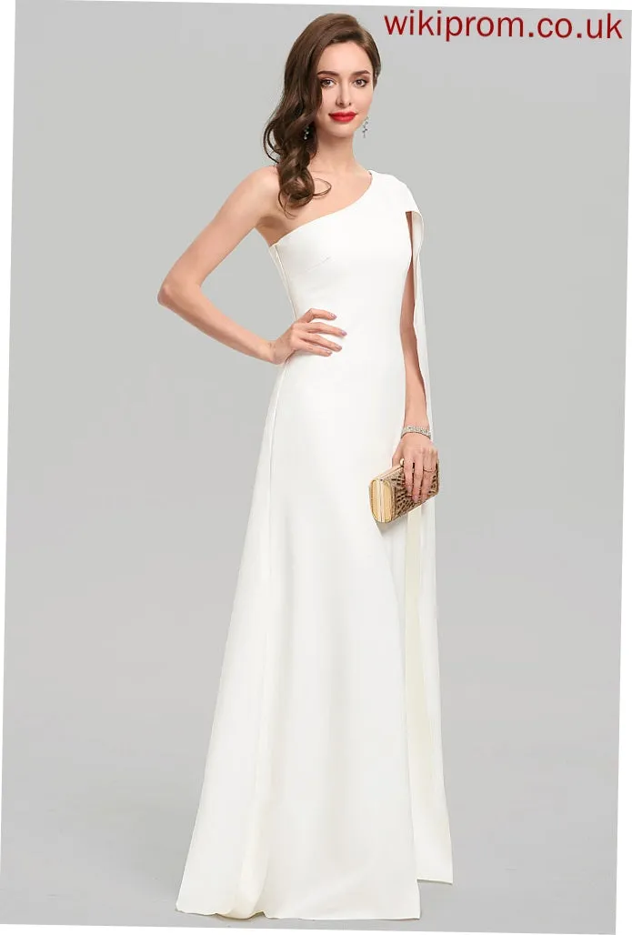 Stretch Wedding Taniya Wedding Dresses One-Shoulder Floor-Length Sheath/Column Dress Crepe