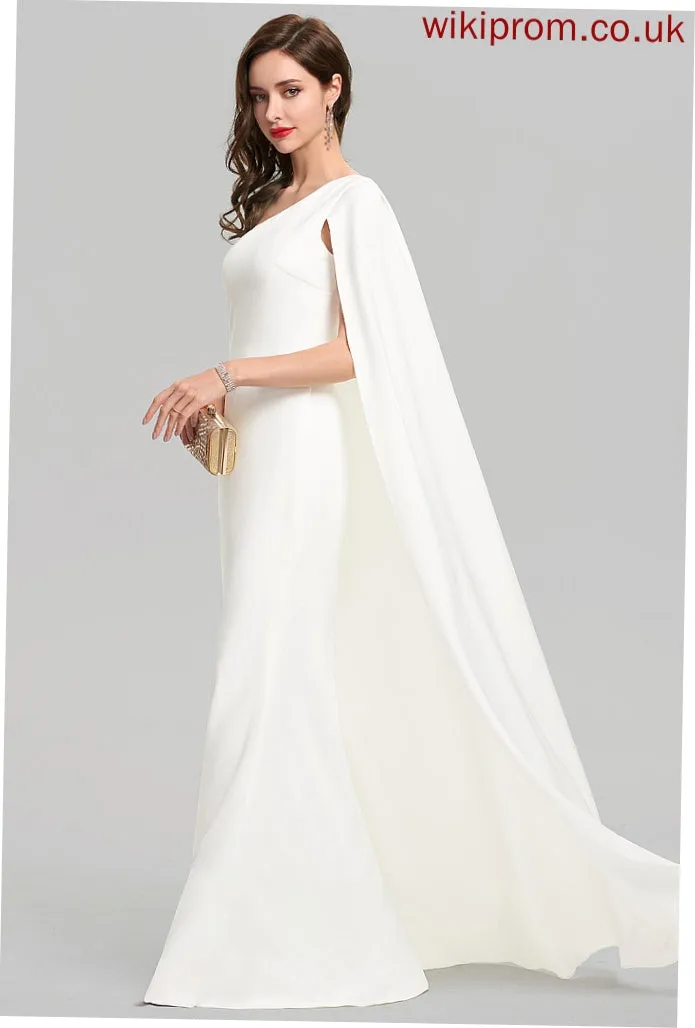 Stretch Wedding Taniya Wedding Dresses One-Shoulder Floor-Length Sheath/Column Dress Crepe