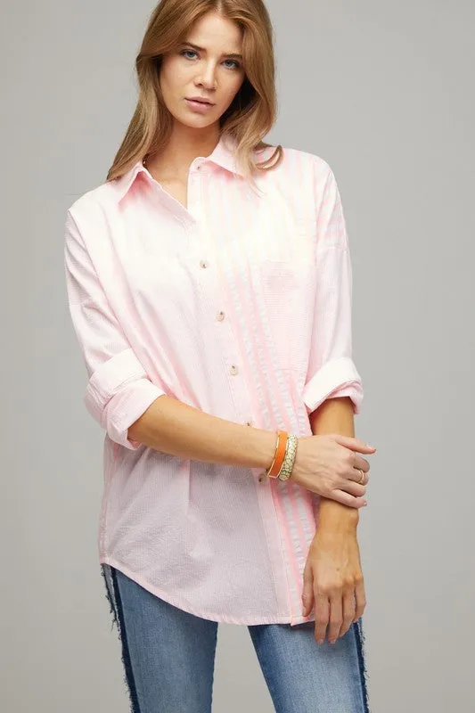 Stripe Button Down Long Sleeve Shirt