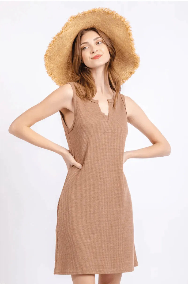 Taupe Sleeveless Shift Dress