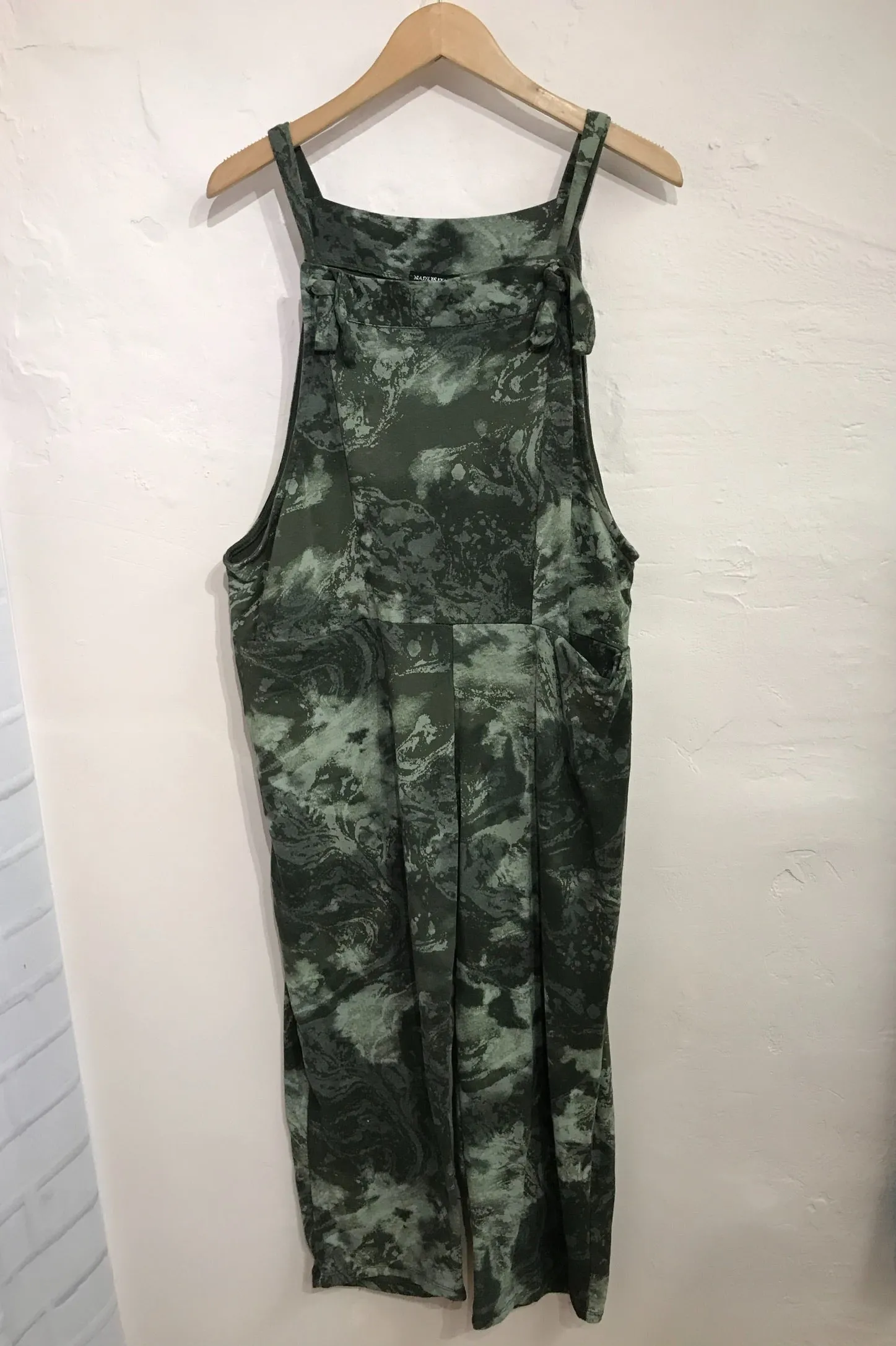 Tie Dye Jersey Dungarees - Khaki Green