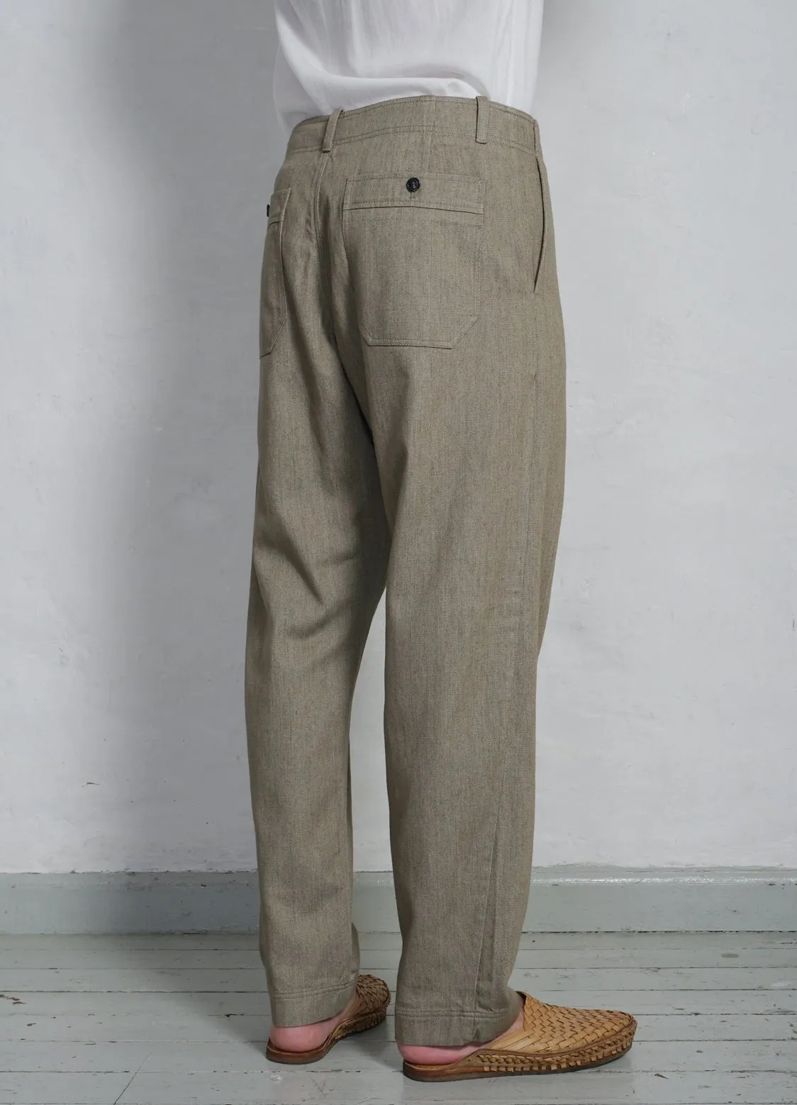 TRYGVE | Wide Cut Cropped Trousers | Safari