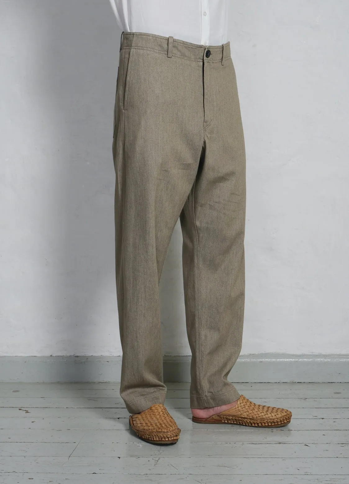 TRYGVE | Wide Cut Cropped Trousers | Safari