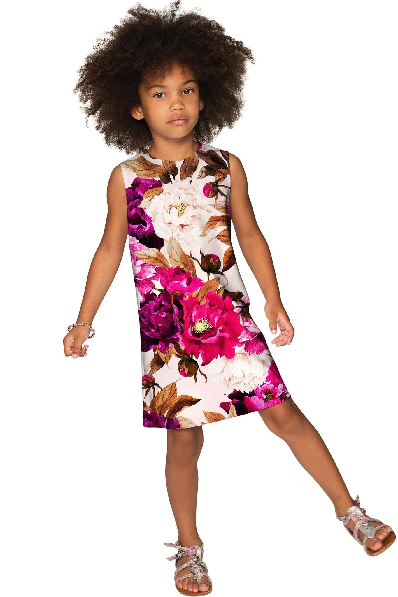 Vintage Charm Adele Floral Retro Shift Dress - Girls