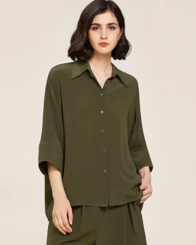 Weekend Oversize Silk Blouse Olive Green