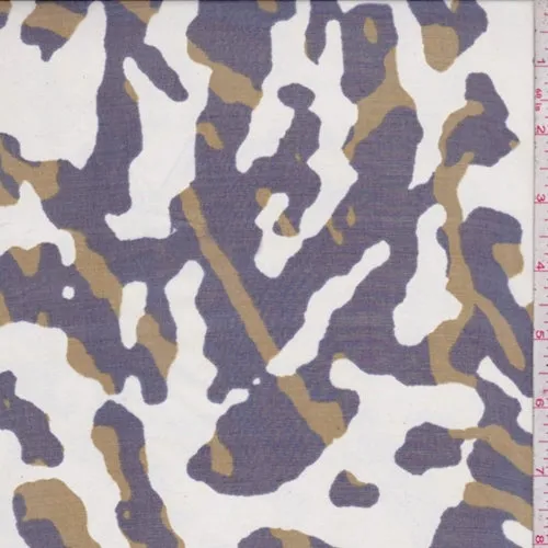 White/Violet/Olive Animal Print Silk Chiffon Fabric