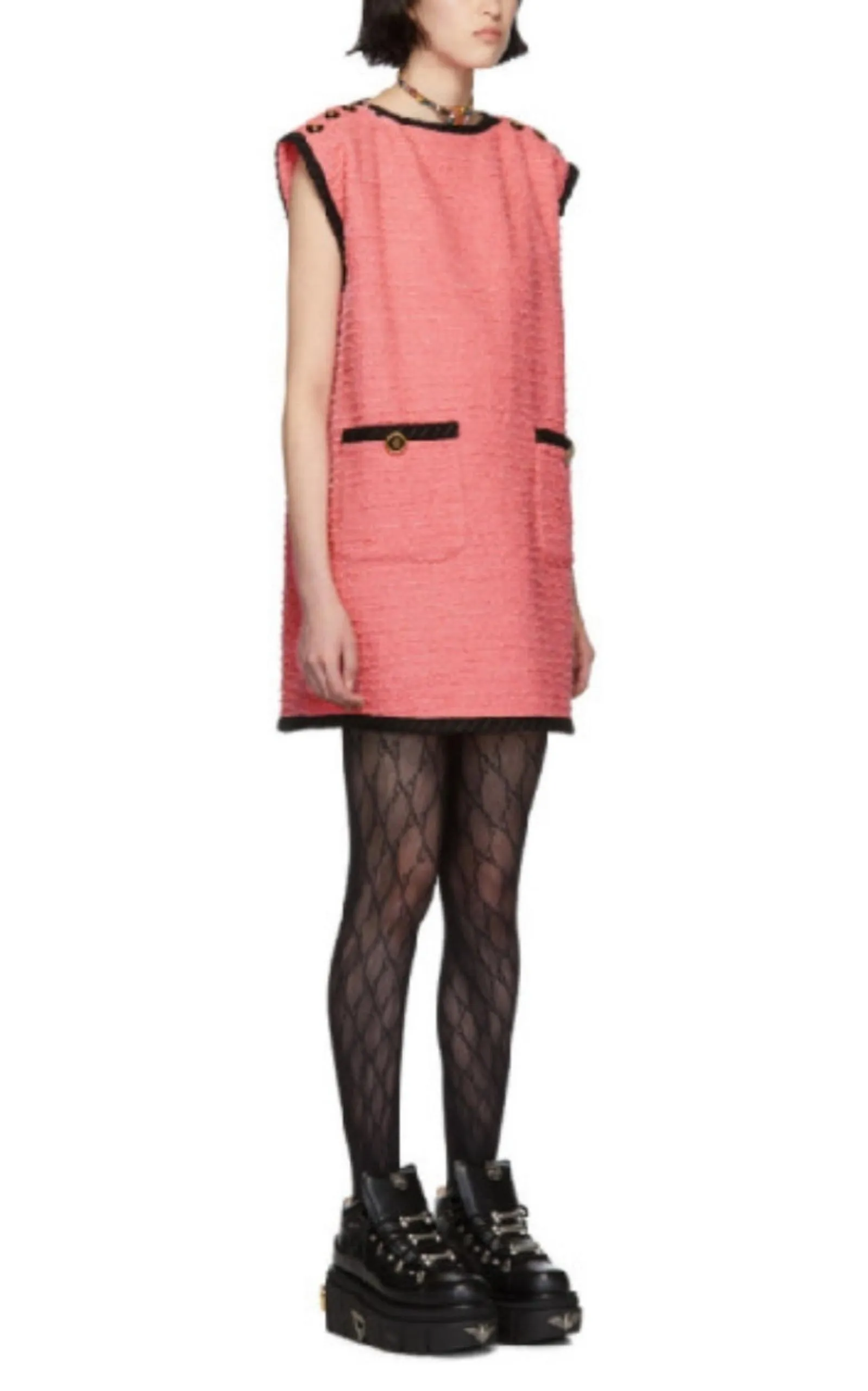 Wool Blend Pink Shift Dress