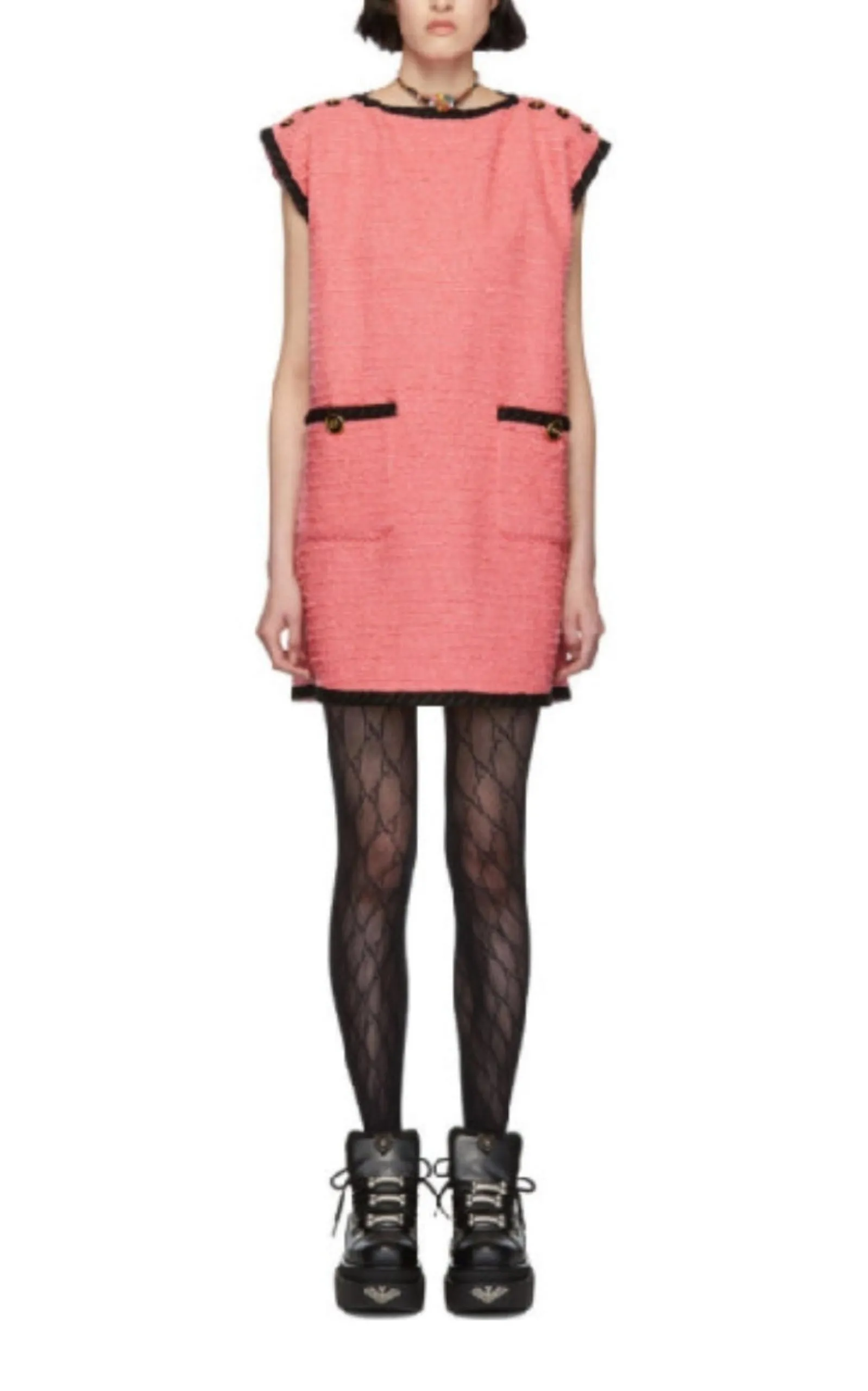 Wool Blend Pink Shift Dress